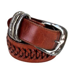 Eddie Bauer BROWN GENUINE LEATHER 1 5/8"Wd DRESS CASUAL WOMEN'S BELT Sz L (R67